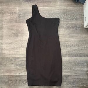 Lulu's Sleek Black One-Shoulder Dress